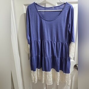 Elegant Purple & White Lace Women's Dress